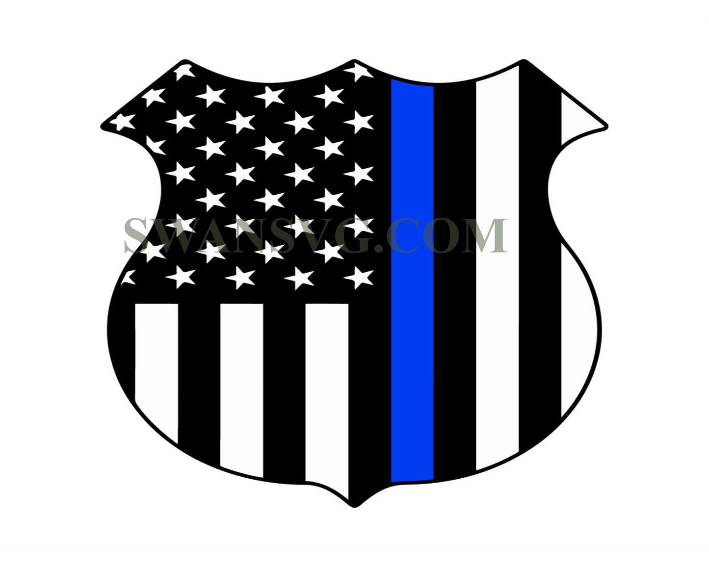 Police Badge Split Monogram Blue Line SVG , Police Shield Round