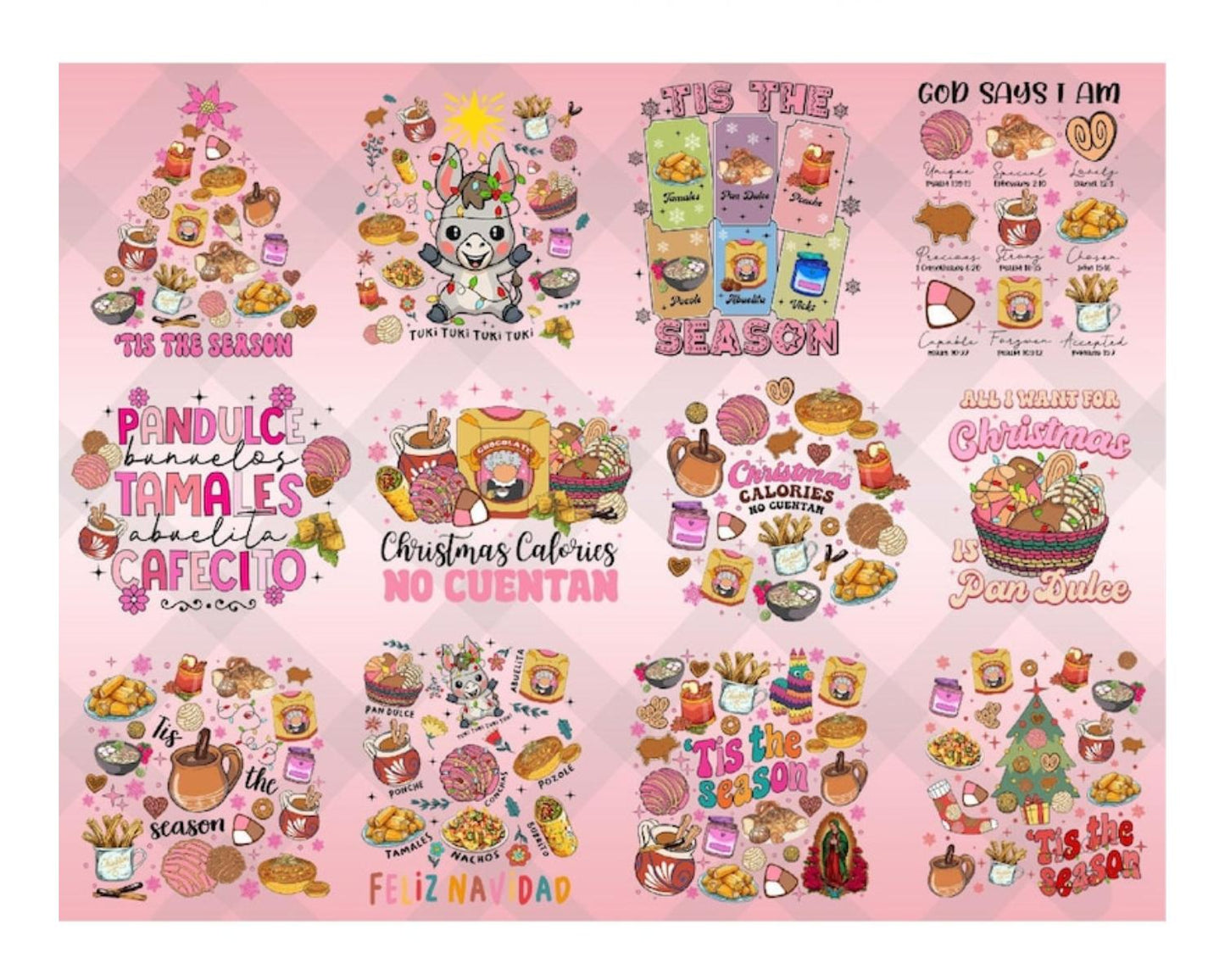Designs Christmas Mexican Christmas Bundle Png, Pan Dulce Png