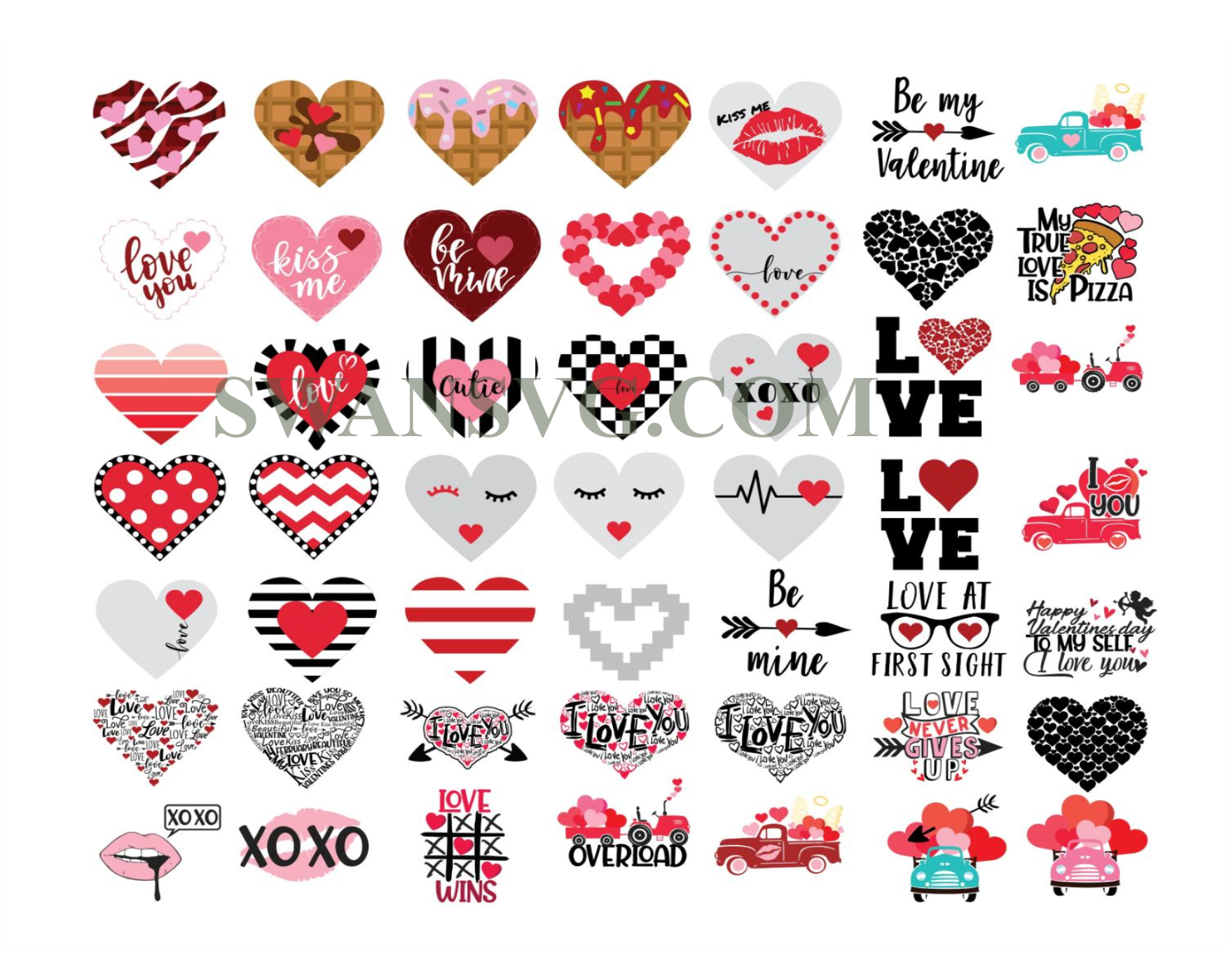 Valentine Hearts Svg Valentine Day Bundle Svg Swansvg