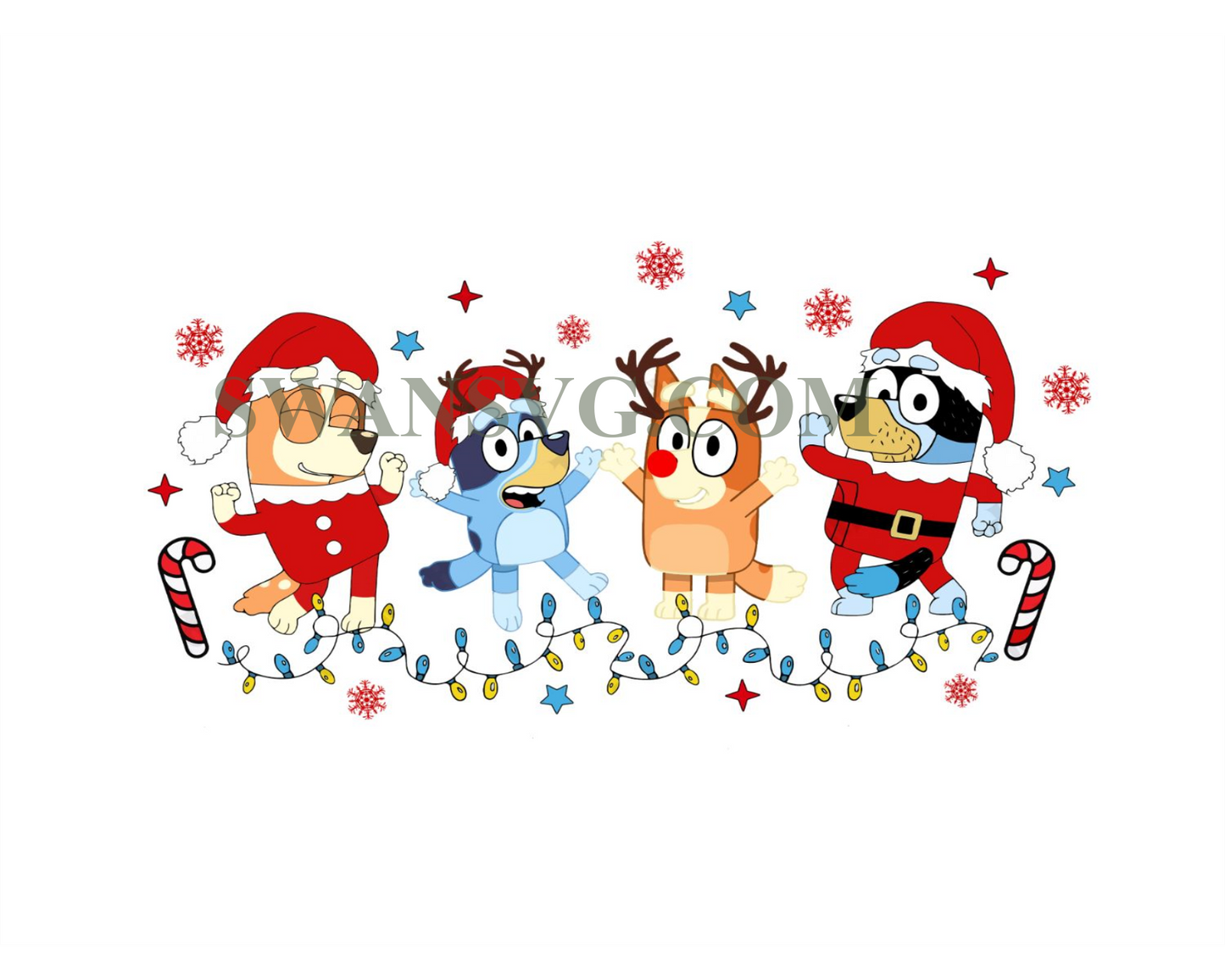 Blue Dog Friends Png, Christmas Blue Family Png, Merry Bluemas
