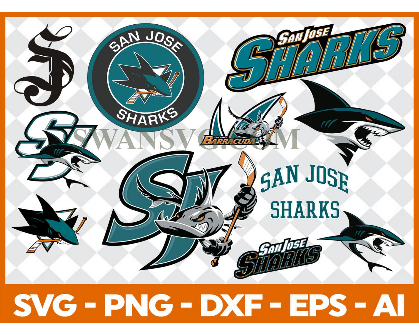 San Jose Sharks Bundle Svg, Bundle NHL Hockey Svg, NHL HOCKEY Svg