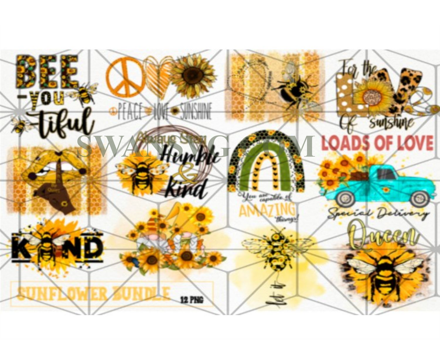 Sunflower Bundle Sublimation, Vintage Flower Kindness Saying, Kindness
