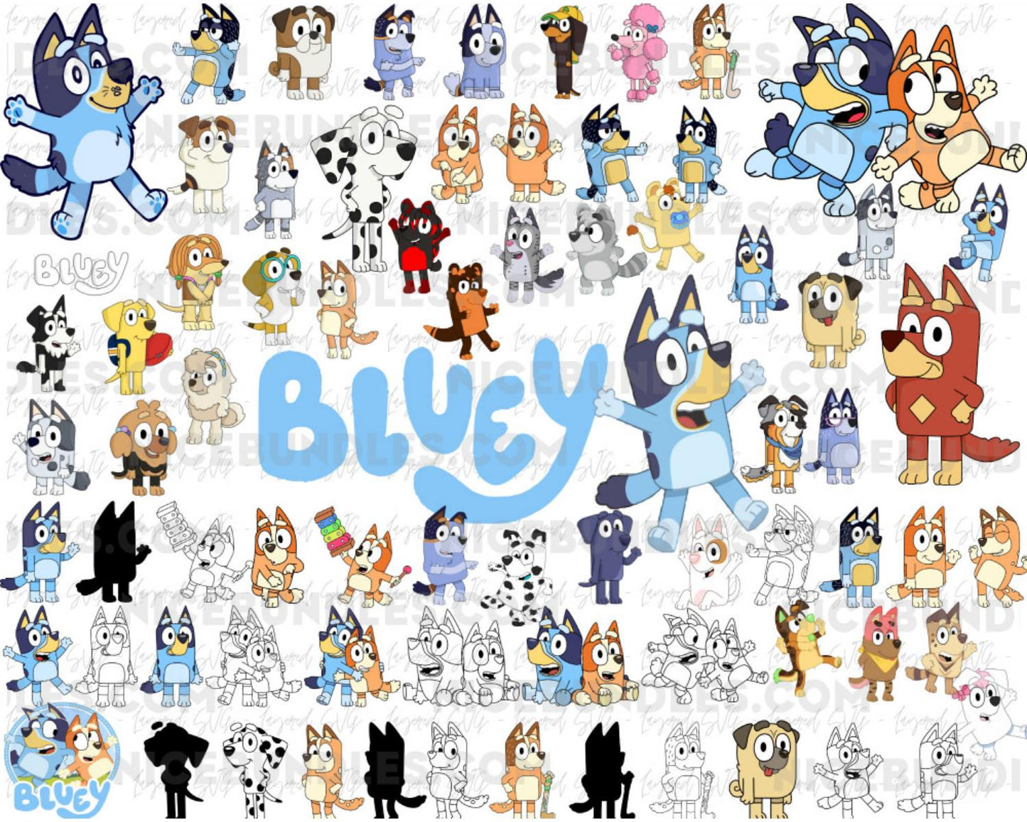 1400 Mega Bluey Bundle, Bluey Cut Files For Cricut, Bluey Clipart