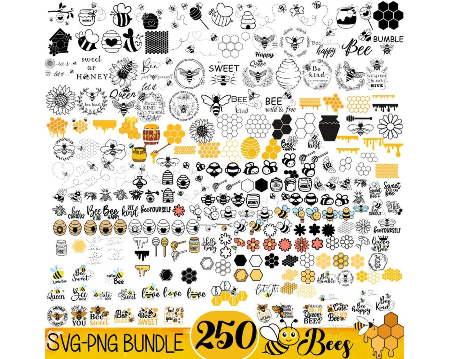 Bee Svg Bundle, Bee Hive Svg, Bee Png, Honeycomb Svg, Bee Clipart