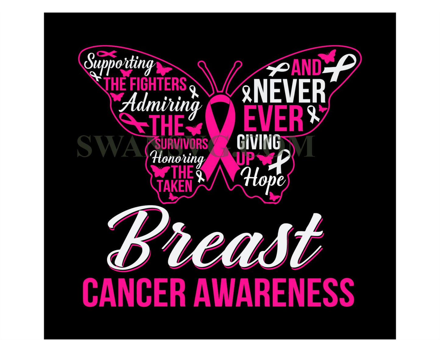 Breast Cancer Awareness Butterfly Svg Png, Pink Ribbon Svg