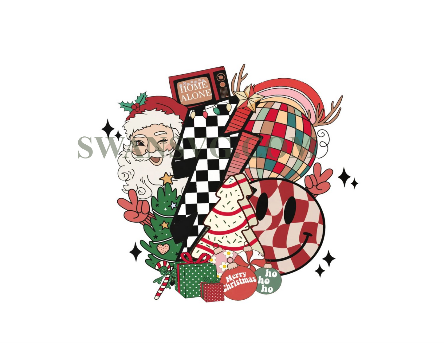 Retro Christmas png, Santa Claus png, Christmas png, Christmas