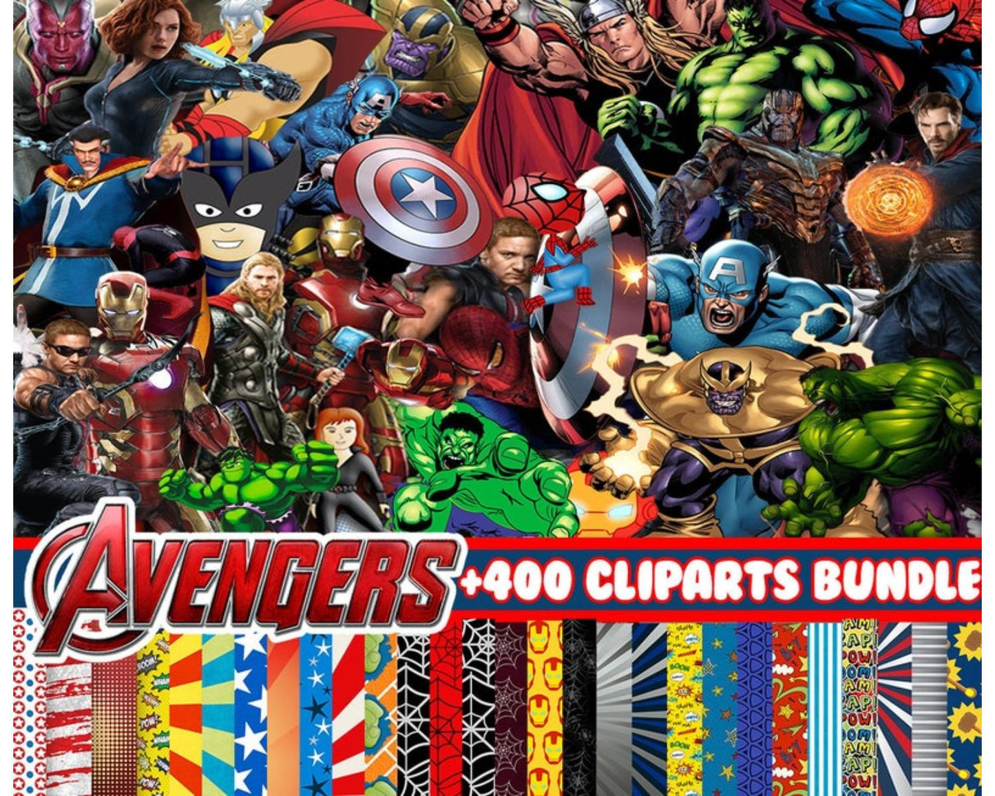 400 Super Heroes Mega Bundle, Avengers Clipart, PNG Heroes, Avangers