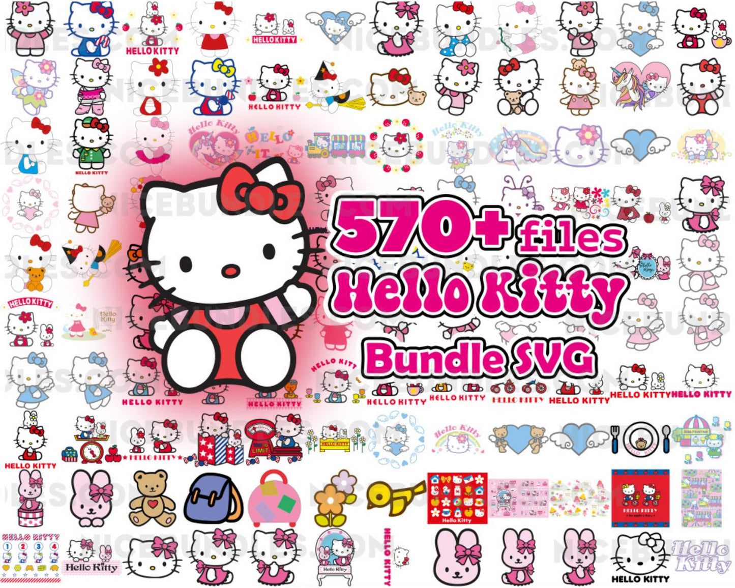 570 Files Hello Kitty Bundle, Kawaii Kitty Svg Bundle, Cute Cat Svg