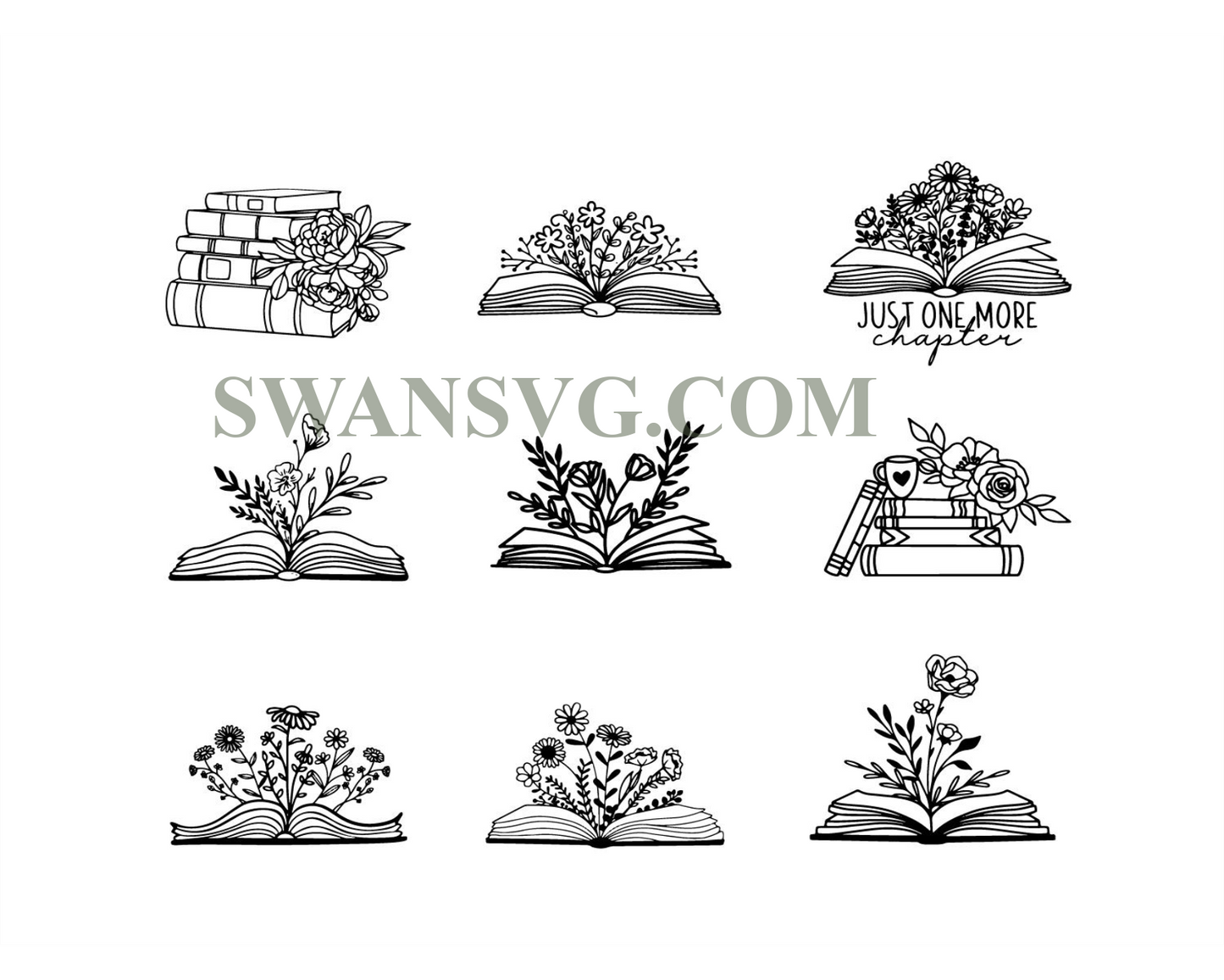 Floral Book SVG, Book Svg, Book with Flowers Svg,