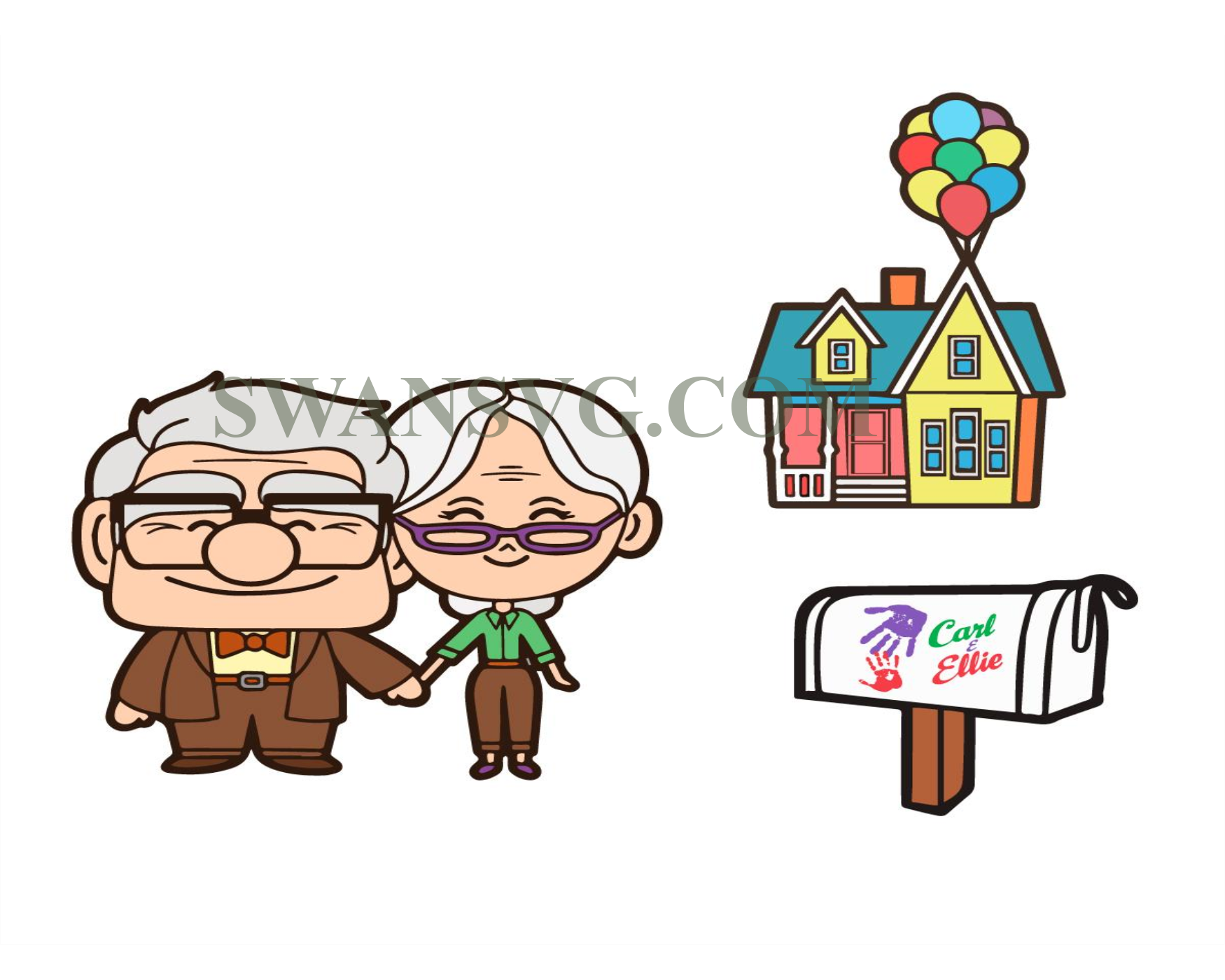 Up Svg Png Layered Carl And Ellie Svg Up Balloon Svg Up House Svg Swansvg 9984