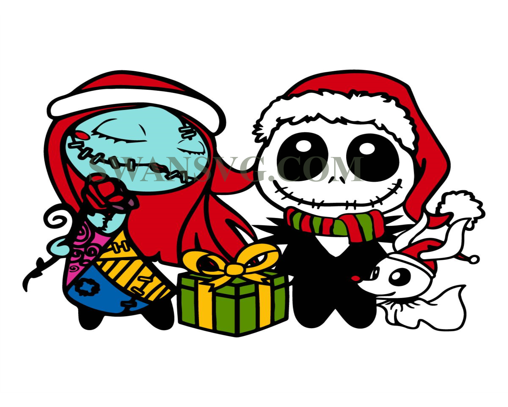 Jack Sally Christmas Svg Png, Layered Jack And Sally Svg, Santa Jack S ...