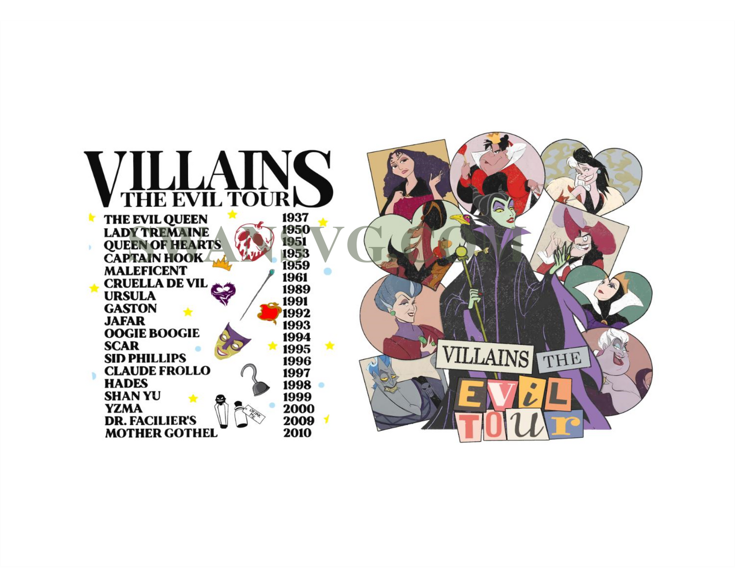 Villains Eras Tour Png, Villains Evil Tour Sublimation, Concert Music