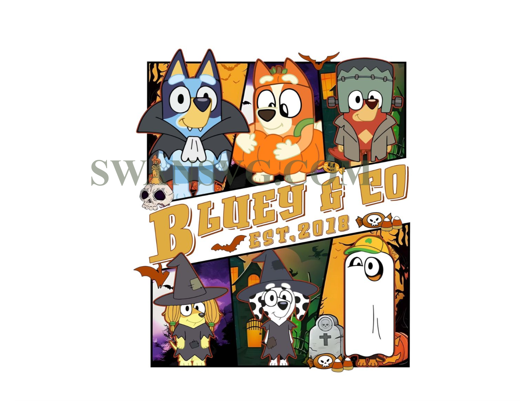 Bluey Halloween Sublimation Design Bluey And Co Halloween Png Bluey Ha Swansvg 