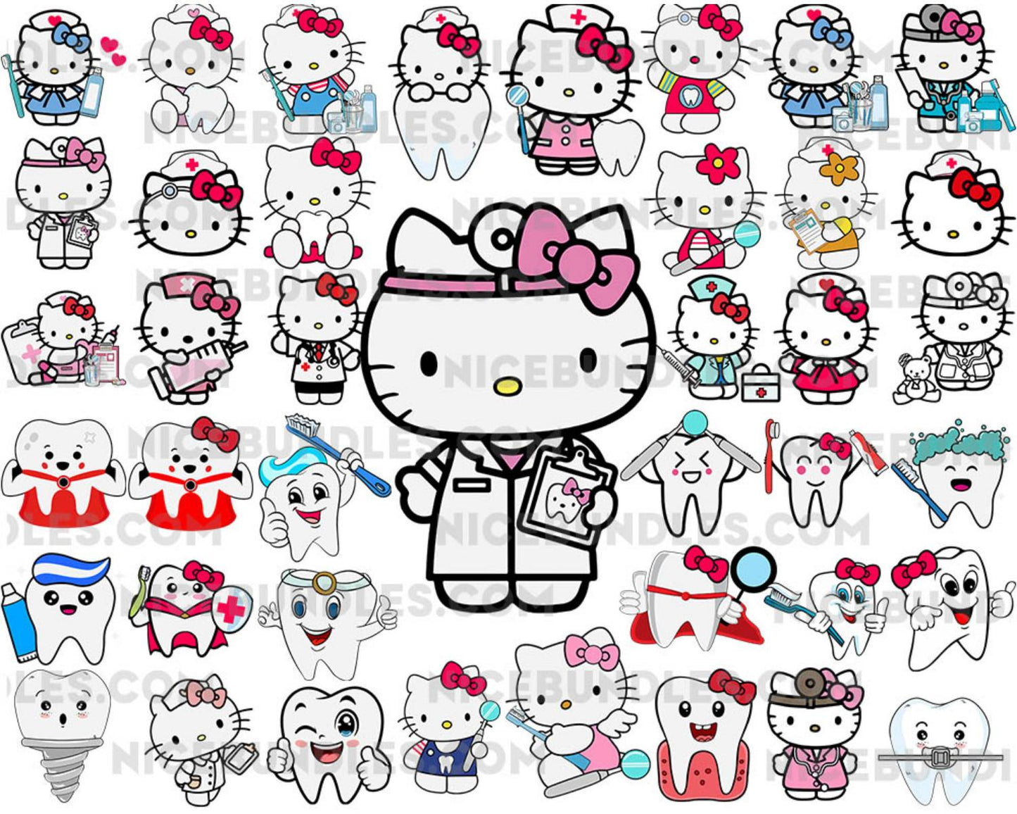 200 Hello Kitty and Related Characters Dentist Themes Svg, Dentist