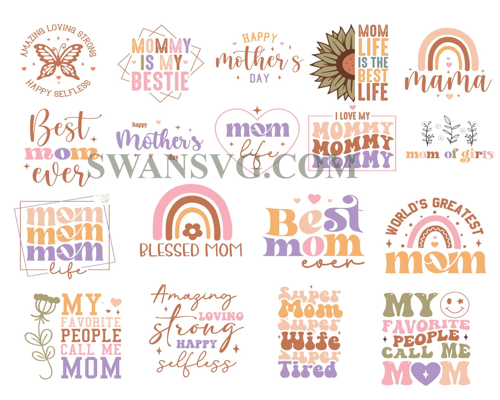 Mothers Day Retro Bundle Svg Mothers Day Sublimation Mum Blessed M