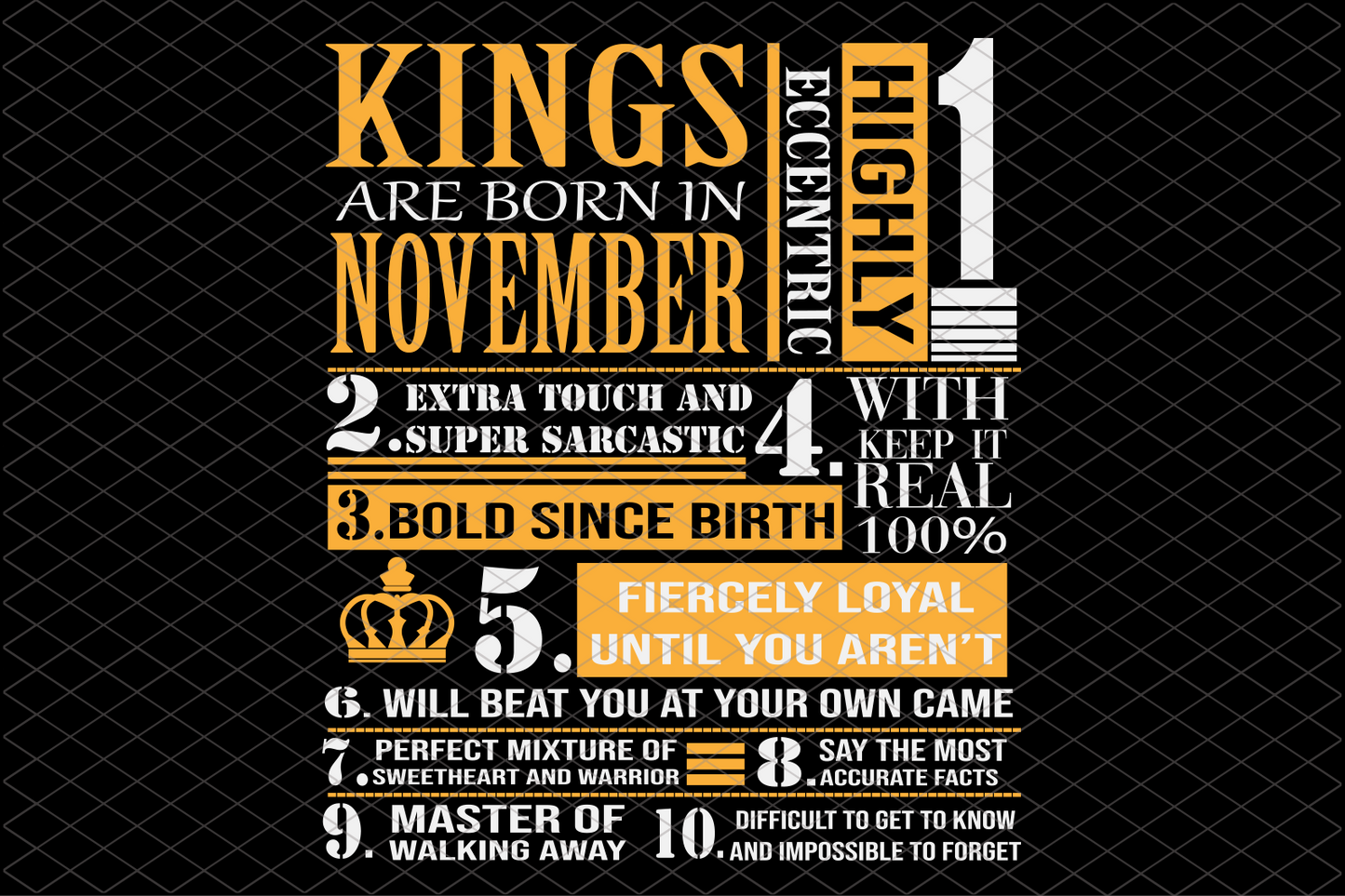 Kings are born in November November girl svg, born in November