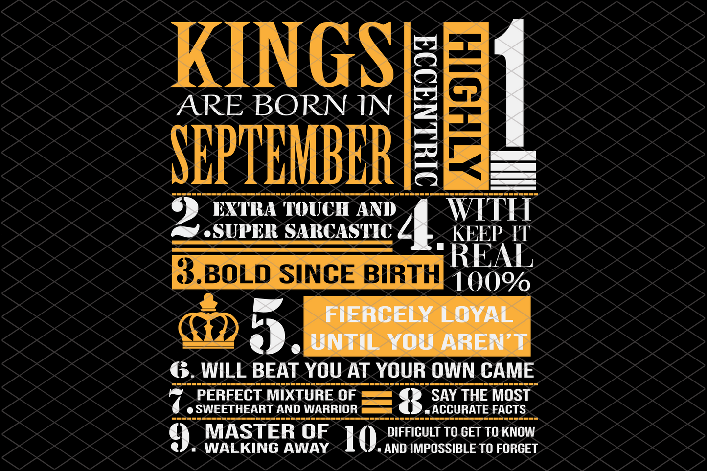 Kings are born in September September girl svg, born in September
