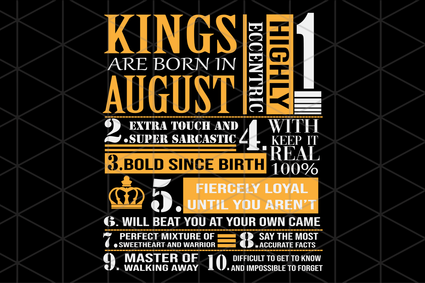 Kings are born in August August girl svg, born in August