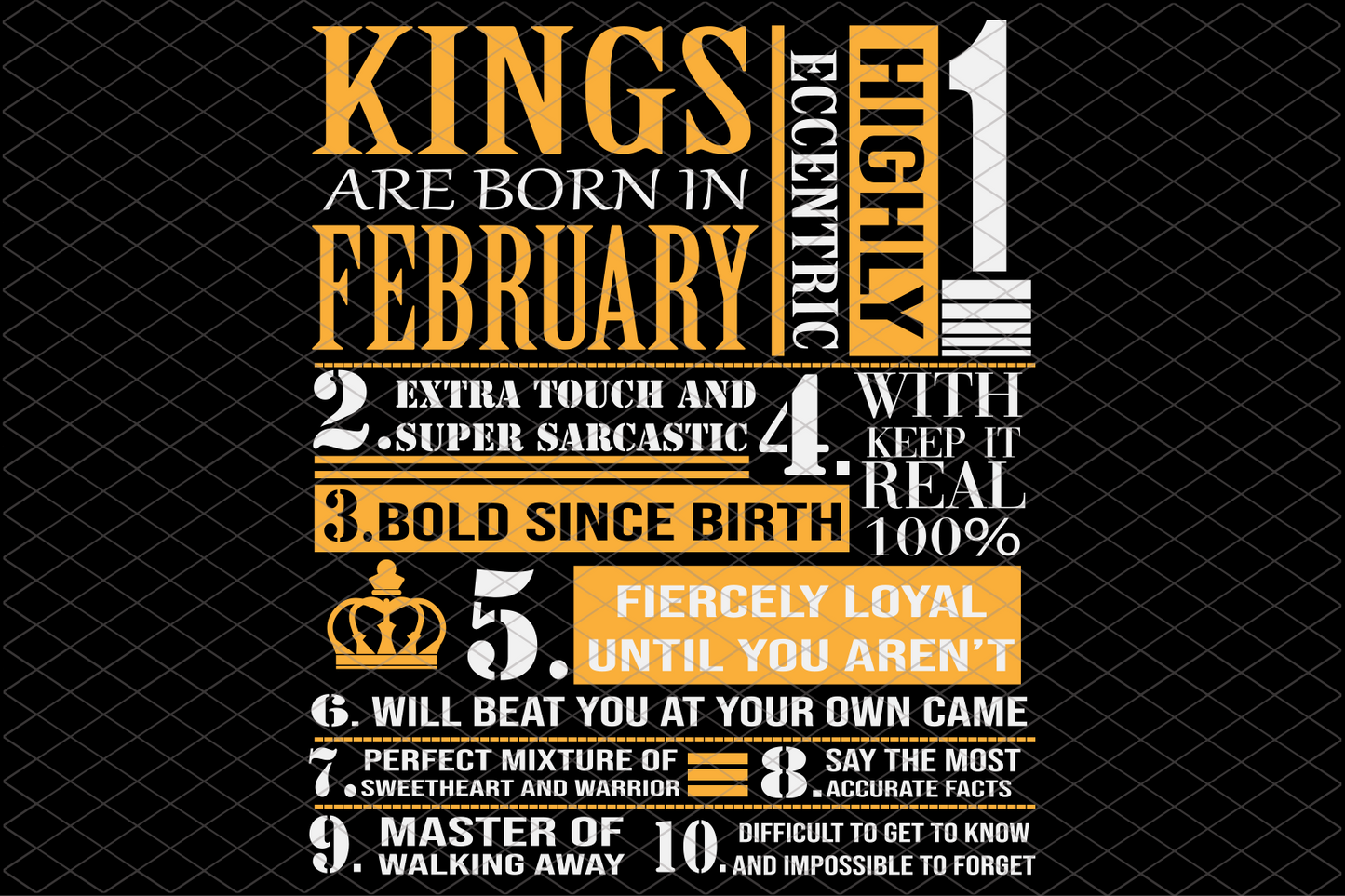 Kings are born in February February girl svg, born in February