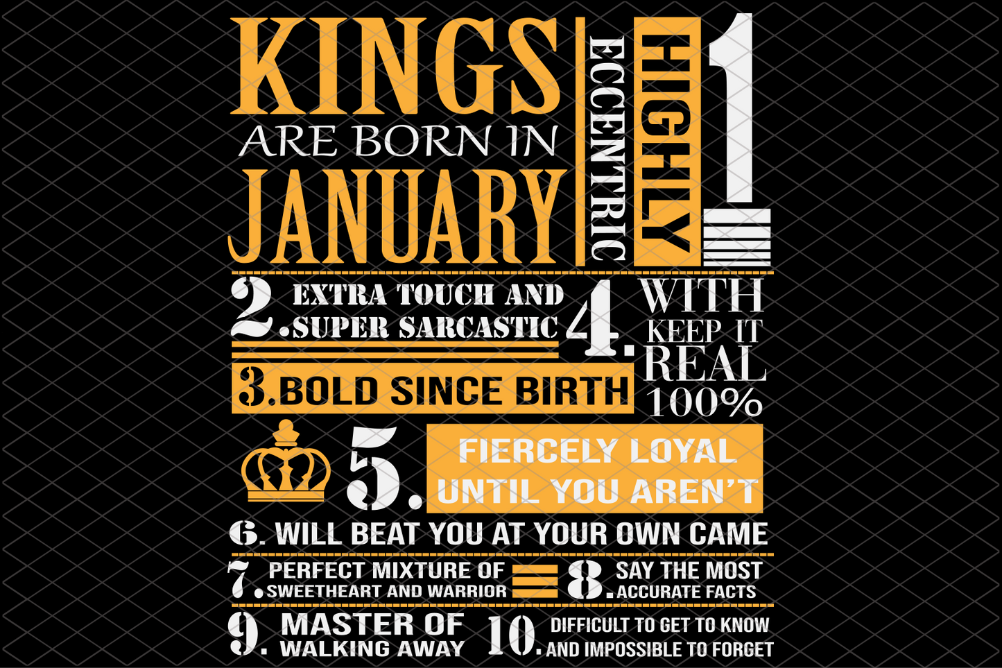 Kings are born in January January girl svg, born in January