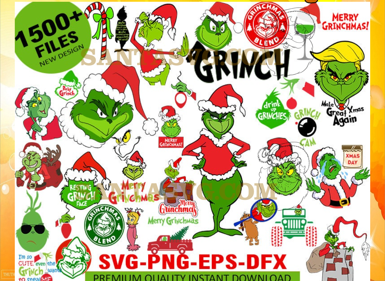 1500 Mega Funny Christmas SVG Bundle, Grinch Bundle, Merry Grinchmas