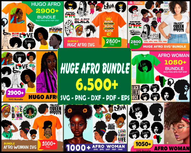 6500 Huge Afro Woman Svg, Black Girl Svg, Black Women Svg