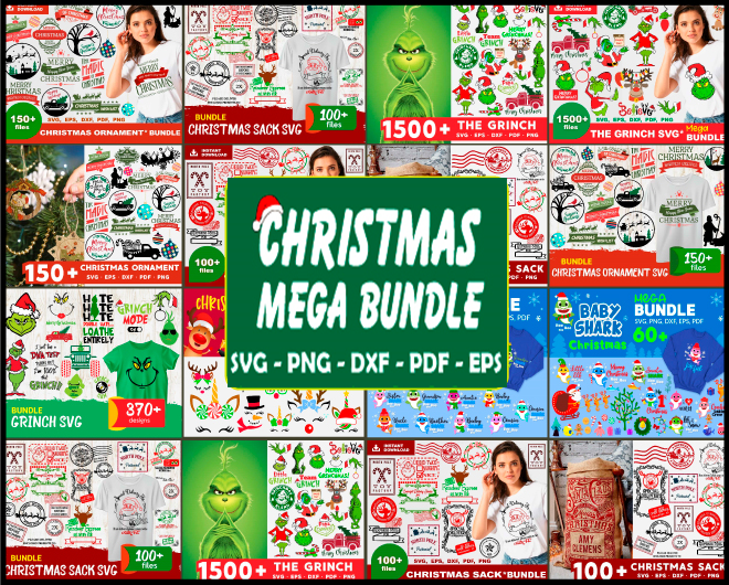 Mega Bundle Christmas Svg, Shark Christmas Svg, Christmas Sack Svg