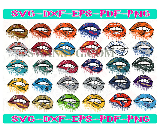 All Teams NFL Lips Svg, Bundles Sport Svg, Sport Svg, Super Bowl