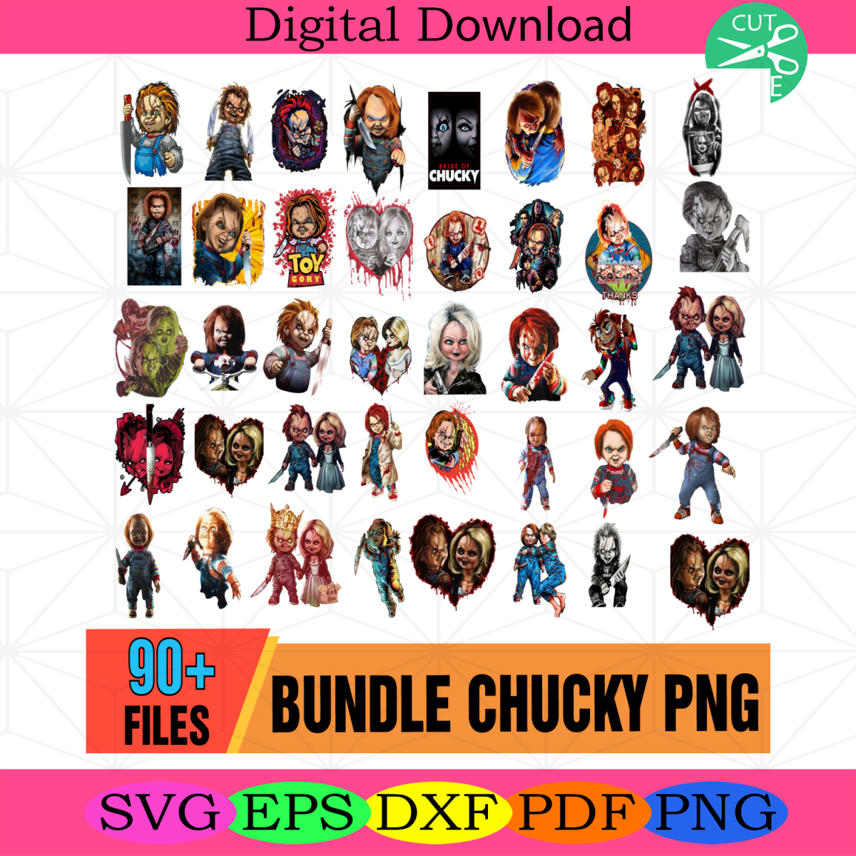 Chucky Halloween Png Bundle, Horror Movie Bundle, Childs Play