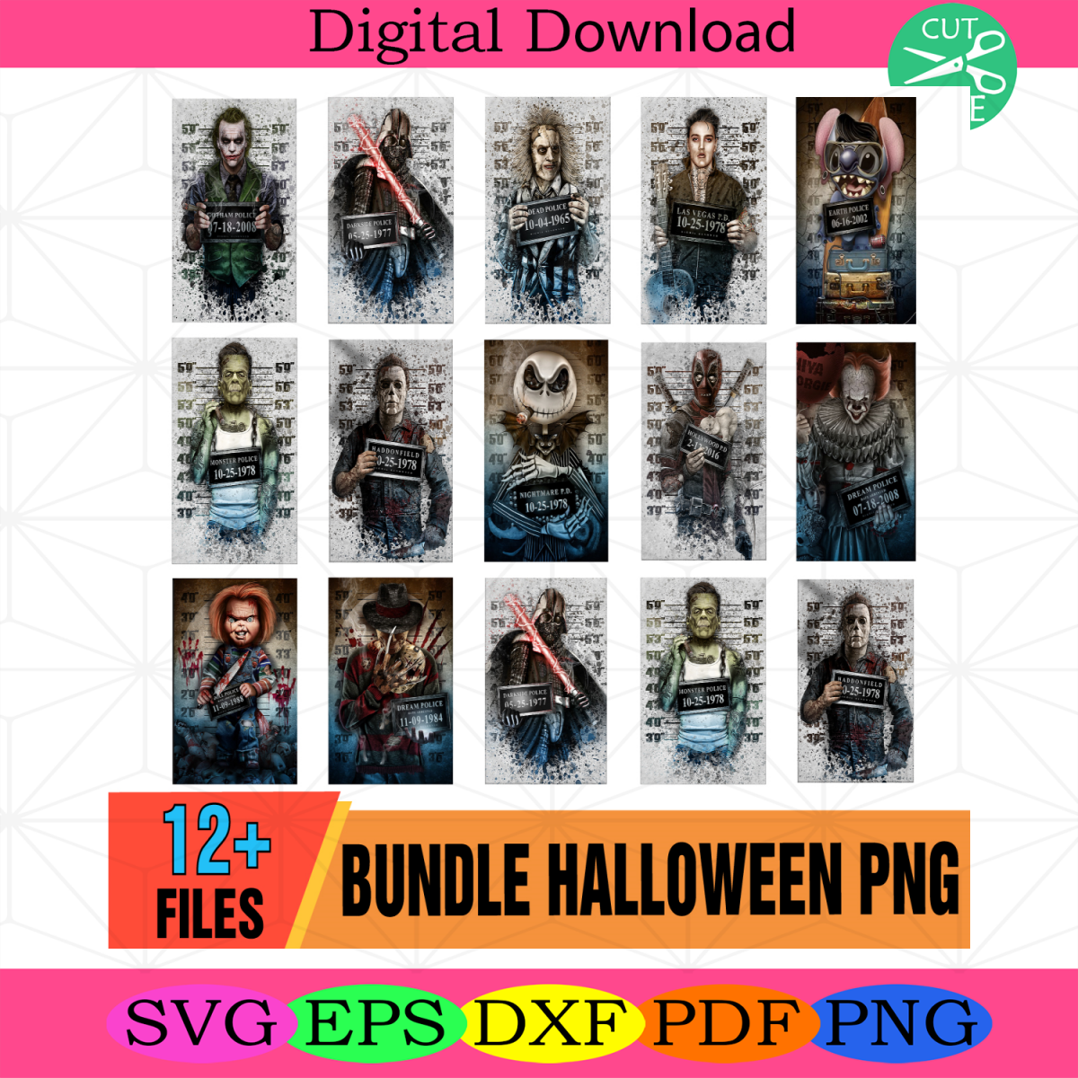 Killer Character Halloween Png Bundle, Movie Halloween Png, Horror
