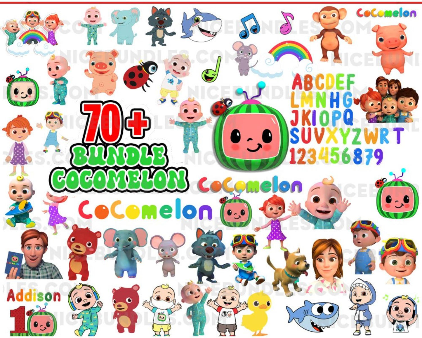 Cocomelon Bundle, Layered Cartoon Svg,Png,Pdf, Vector, Sickers,Clipart
