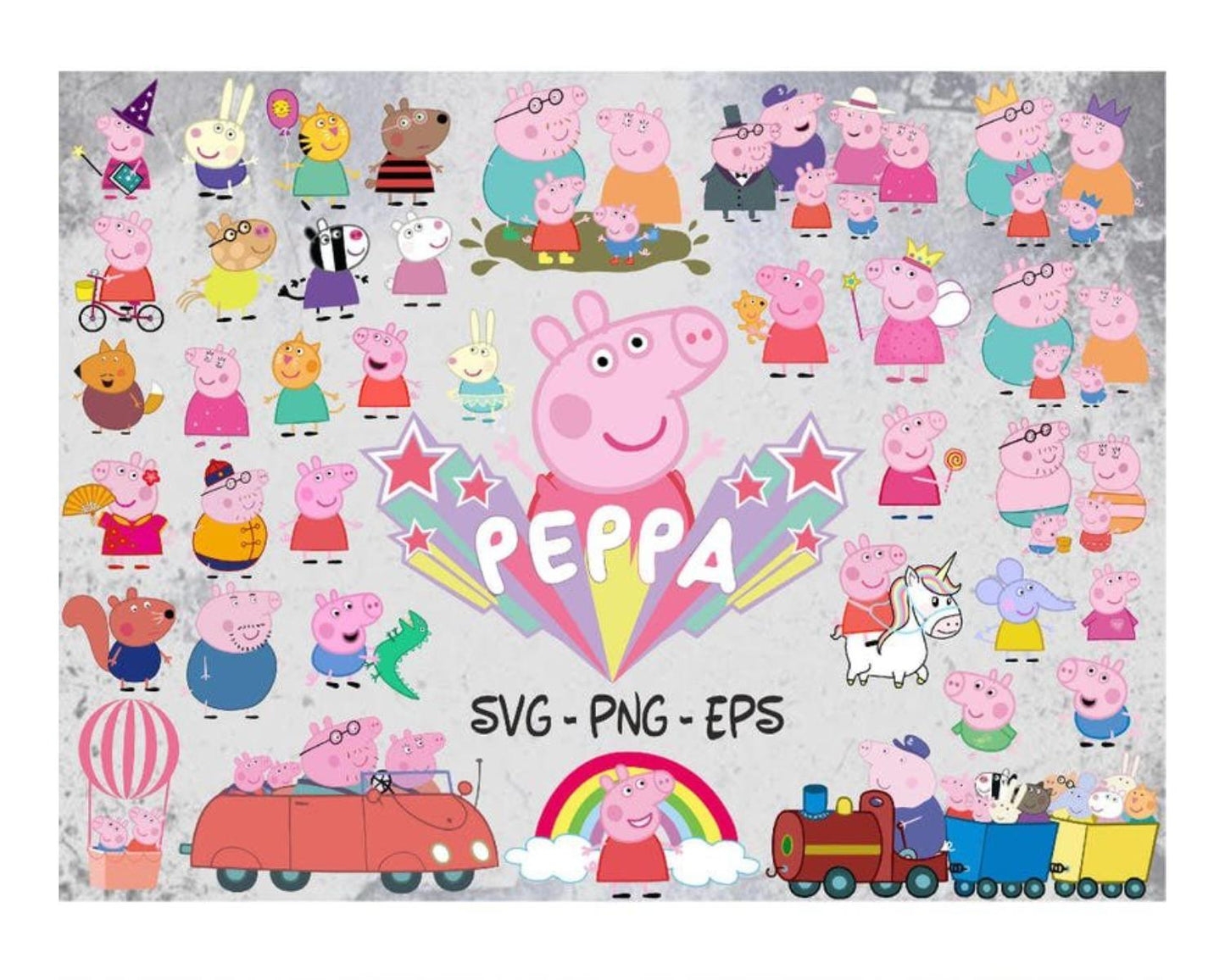 Peppa Pig SVG, Bundle Layered Svg, Layered Instant downloadable