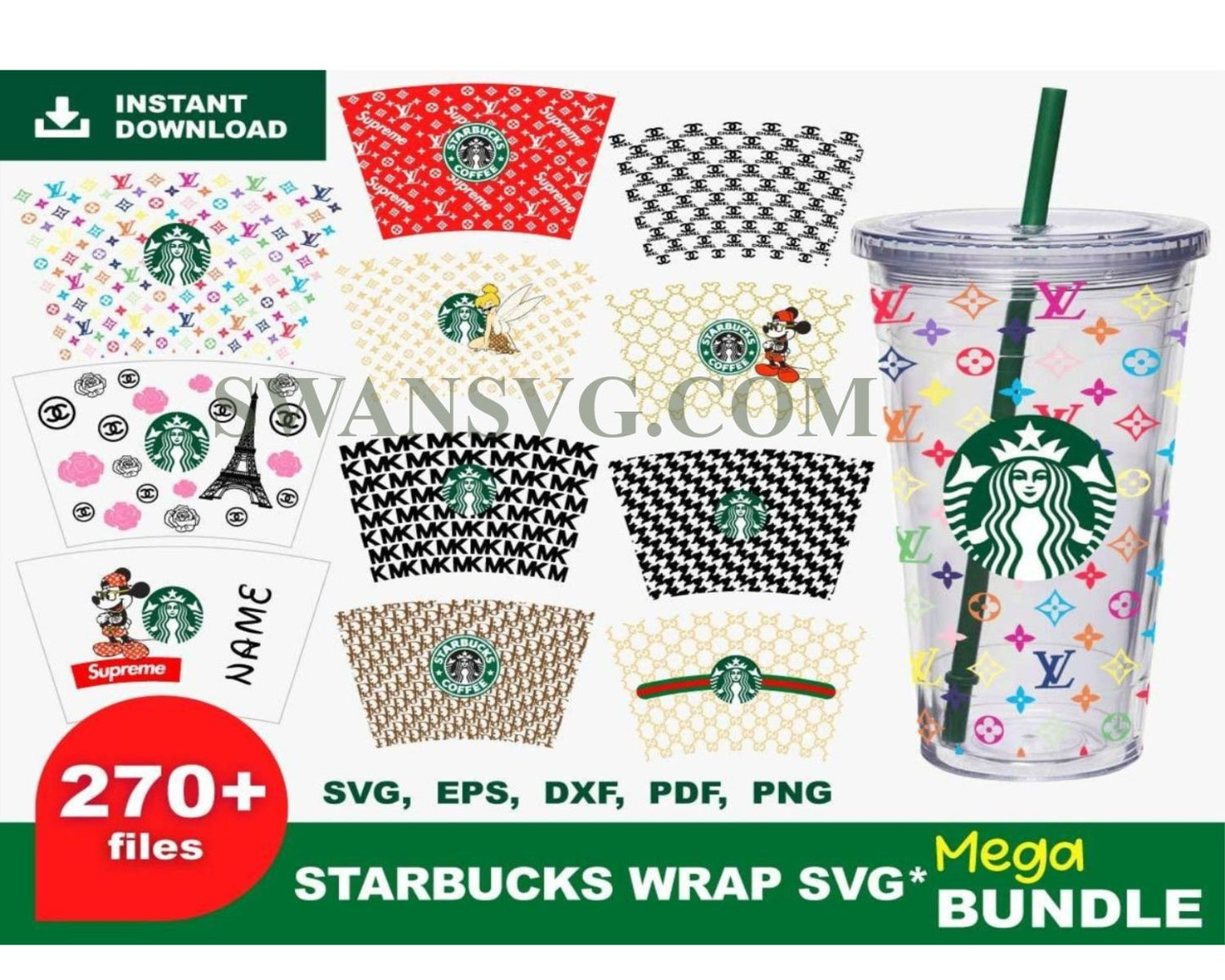 270 Starbucks Wrap Bundle Svg, Starbucks Coffee Svg, Trending Svg