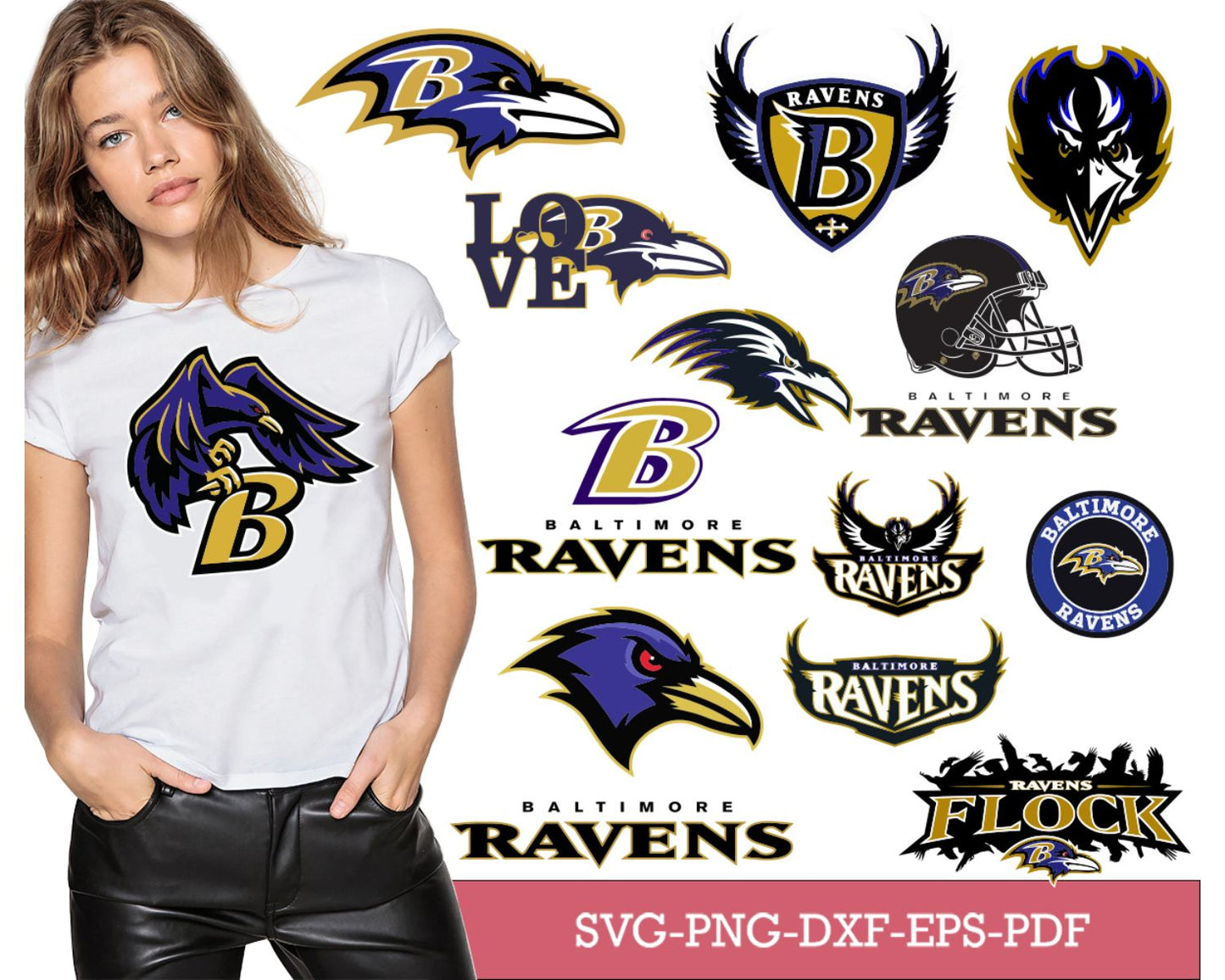 Baltimore Ravens Bundle Svg, Ravens Svg, Ravens logo svg, Nfl svg