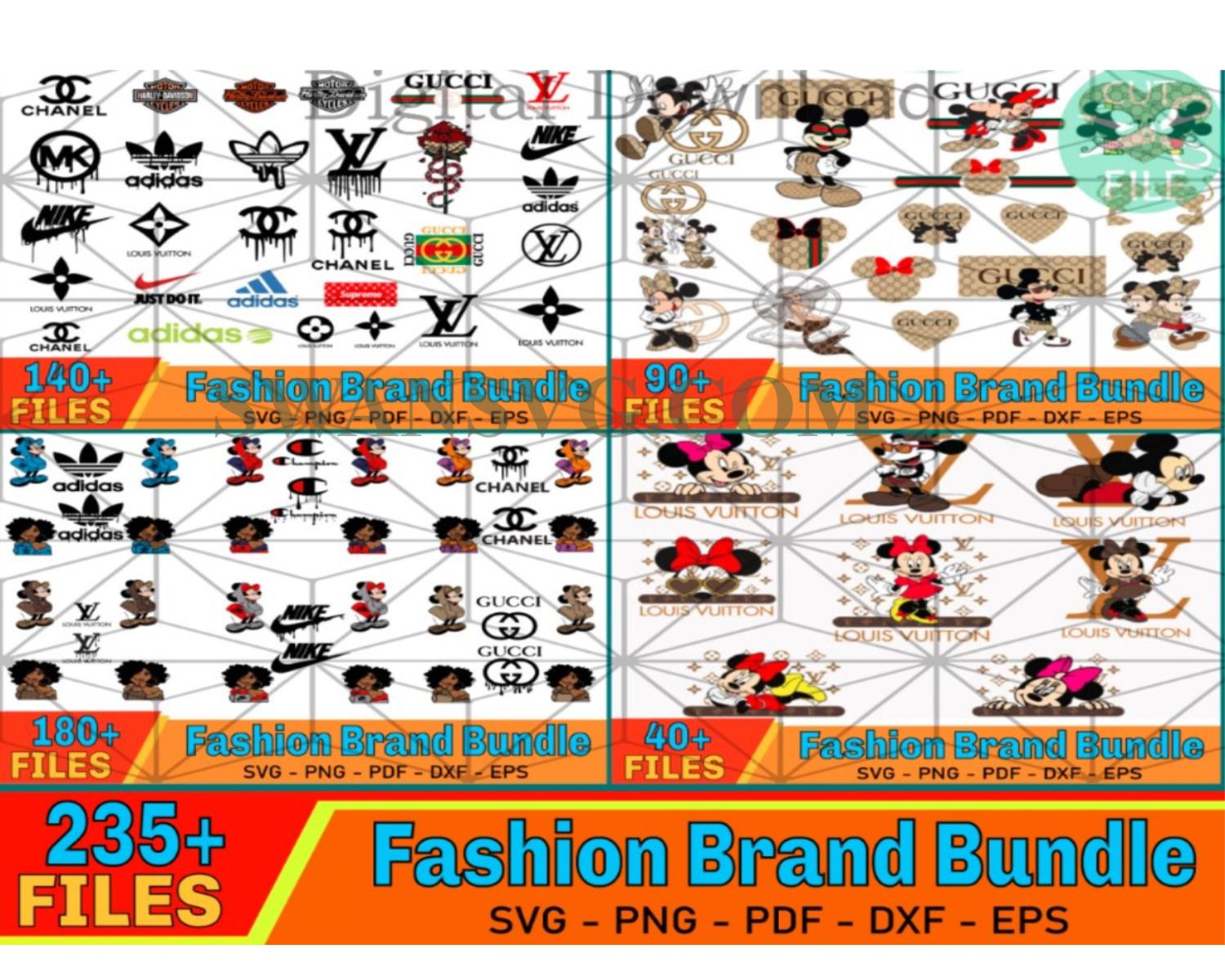 Disney Louis Vuitton Bundle Svg, Brand Svg, Mickey Mouse Svg