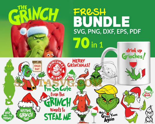 70 Christmas Grinch Bundle, Christmas Svg, The Grinch Svg