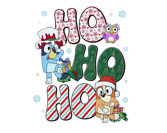 Bluey Hohoho Christmas Png, Bluey Christmas, Blue Dog Christmas