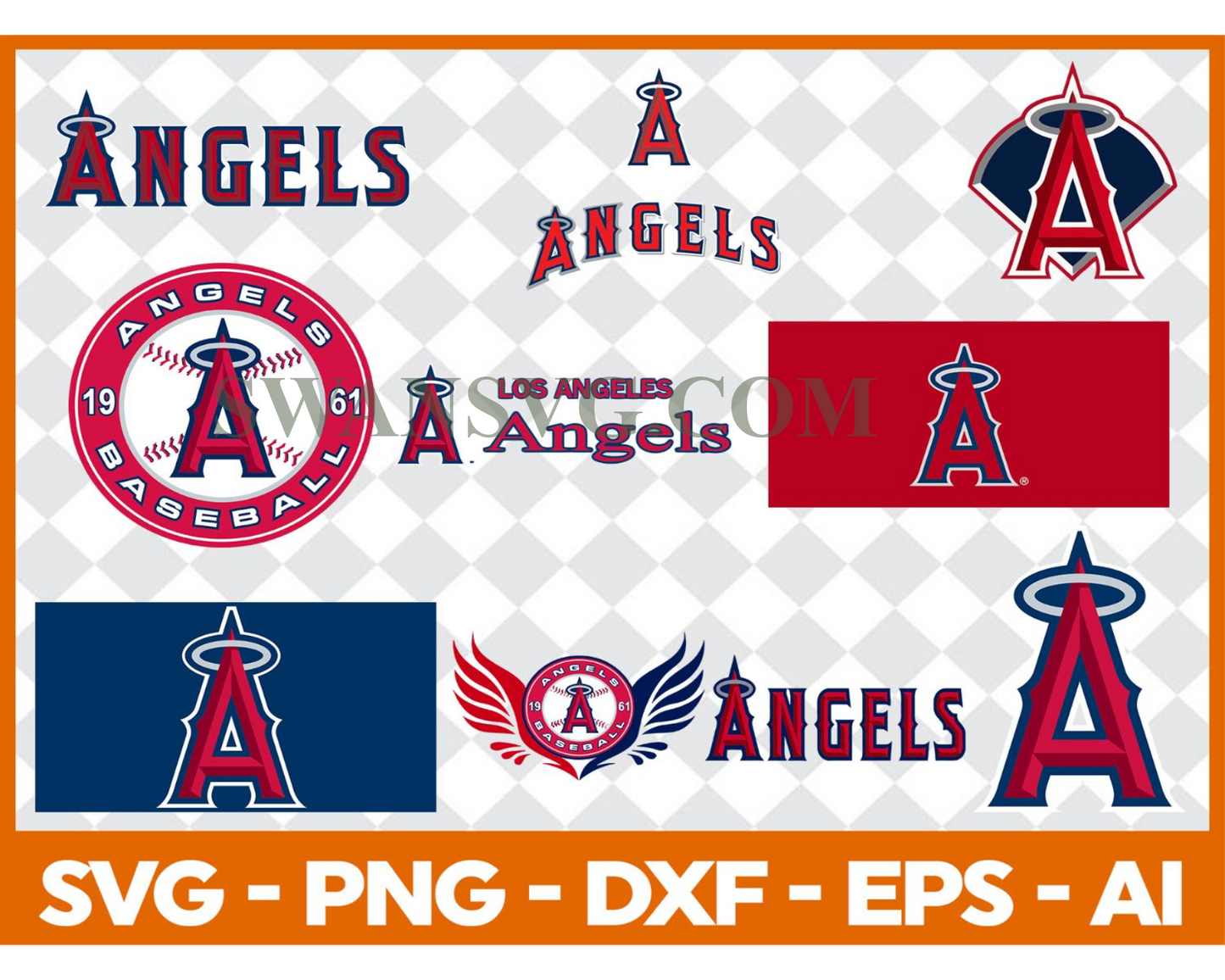 Los Angeles Angels MLB svg Cut Files Baseball Clipart Bundle