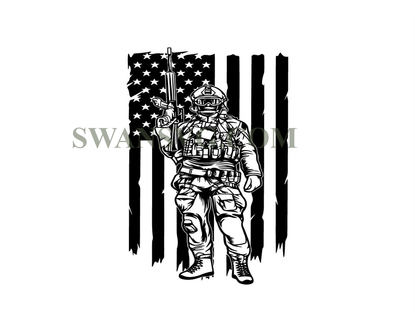 Soldier With Flag Svg, US Soldier Svg, American Soldier Svg, Army Svg