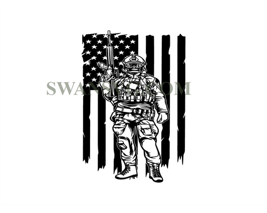 Soldier With Flag Svg, US Soldier Svg, American Soldier Svg, Army Svg