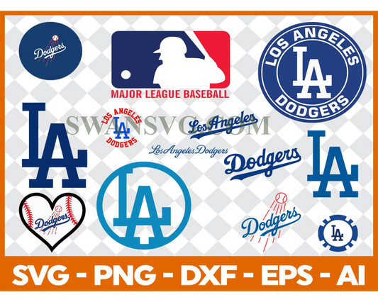 LosAngeles Dodgers MLB svg Cut Files Baseball Clipart Bundle