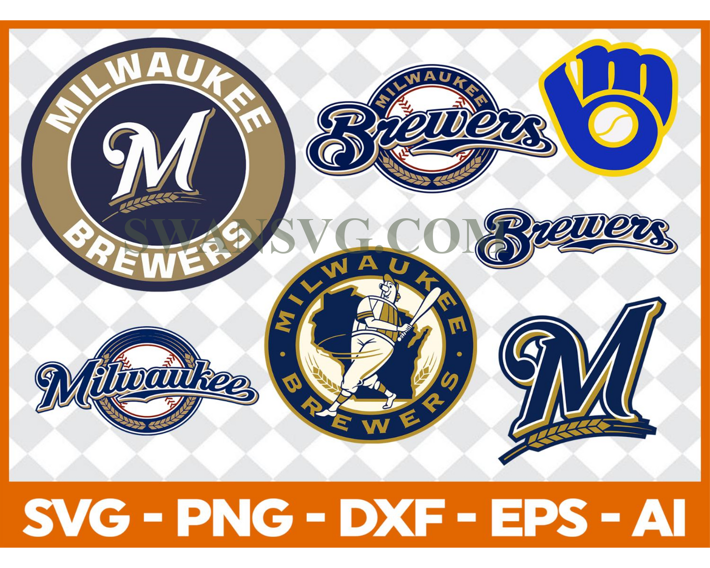 Milwaukee Brewers MLB svg Cut Files Baseball Clipart Bundle