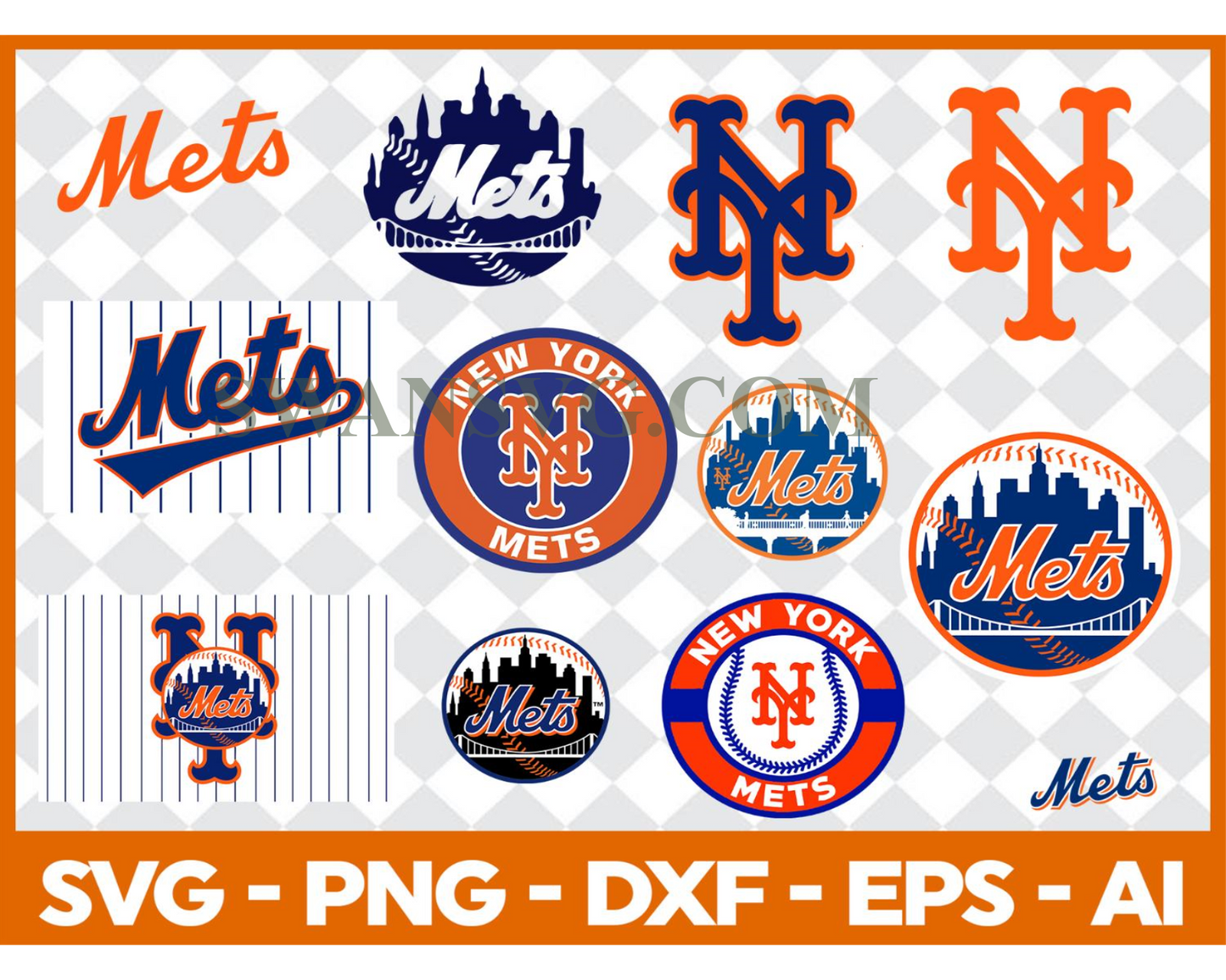 New York Mets MLB svg Cut Files Baseball Clipart Bundle