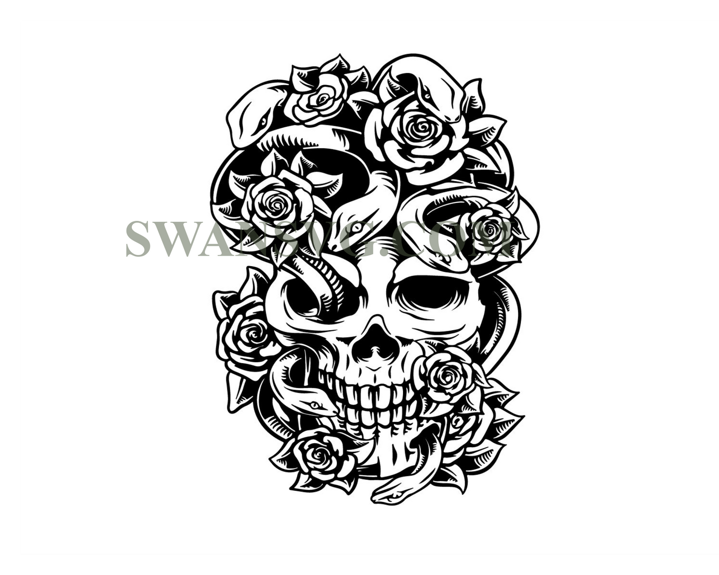 Floral Snake Skull Svg, Skull Snake Svg, Skull Svg, Snake Svg