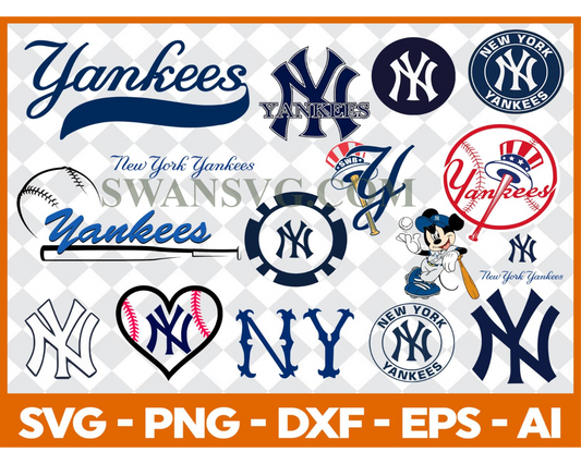 New York Yankees MLB svg Cut Files Baseball Clipart Bundle