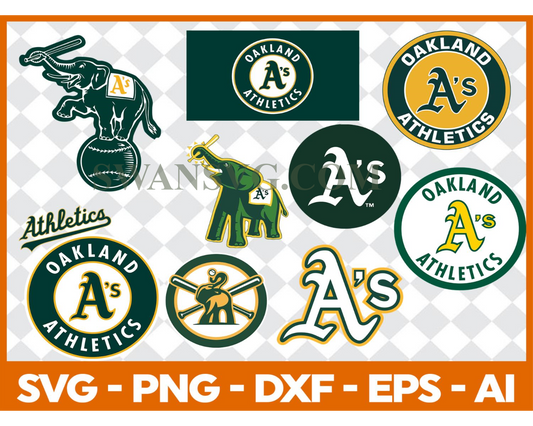 Oakland Athletics MLB svg Cut Files Baseball Clipart Bundle