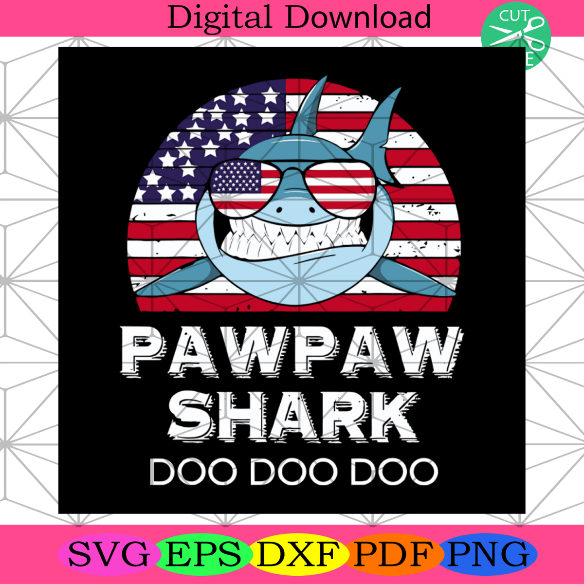 America Pawpaw Shark Doo Doo Svg, Dad And Son, Reel Dad Svg