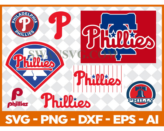 Philadelphia Phillies MLB svg Cut Files Baseball Clipart Bundle