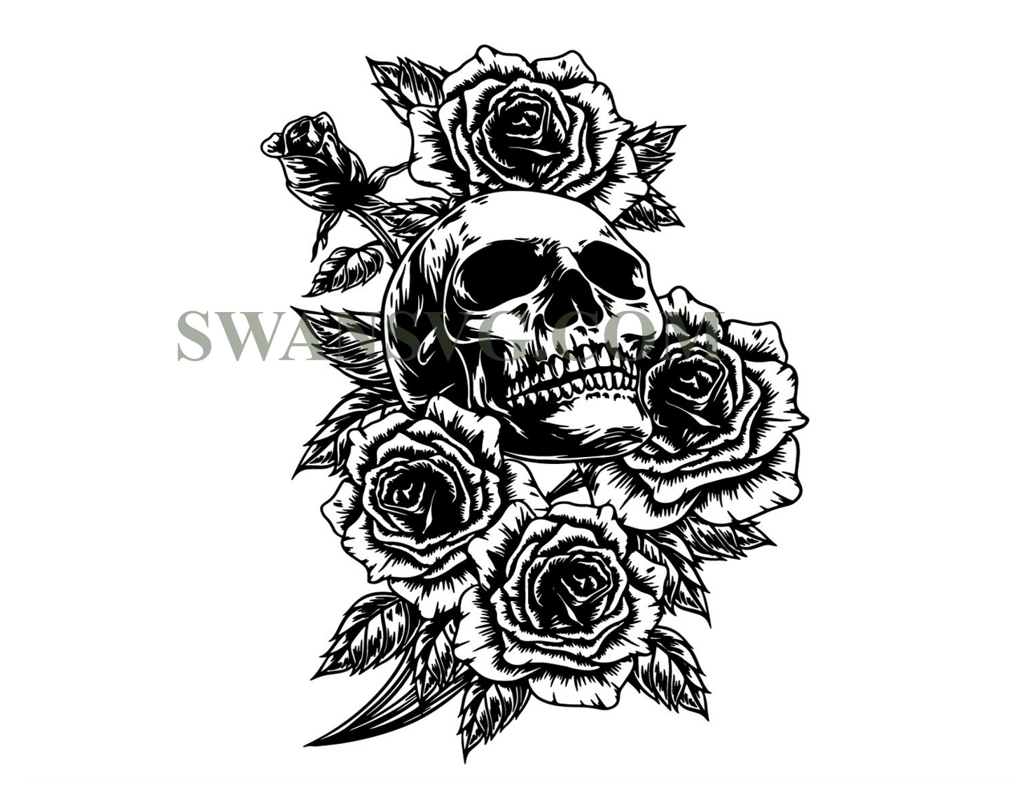 Skull With Rose SVG, Skull and Roses SVG, Skull SVG, Skull and Roses