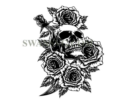 Skull With Rose SVG, Skull and Roses SVG, Skull SVG, Skull and Roses